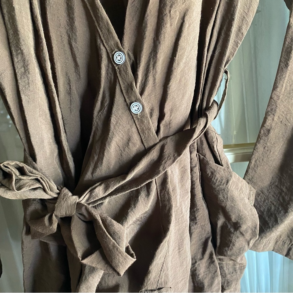 Brown Wrap Style Robe Jacket - Picture 2 of 5